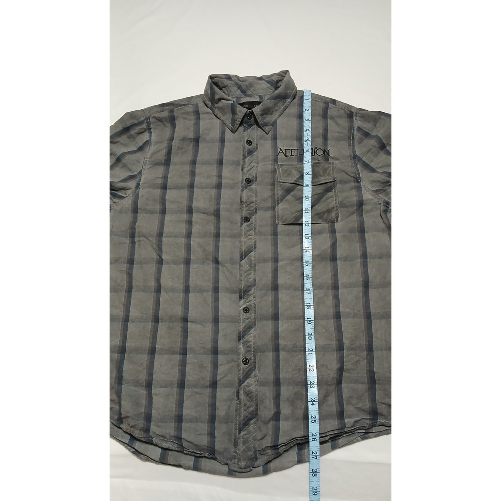 Affliction Black Premium Mens Short Sleeve Button Shirt Embroidered Cross Medium - Picture 8 of 8